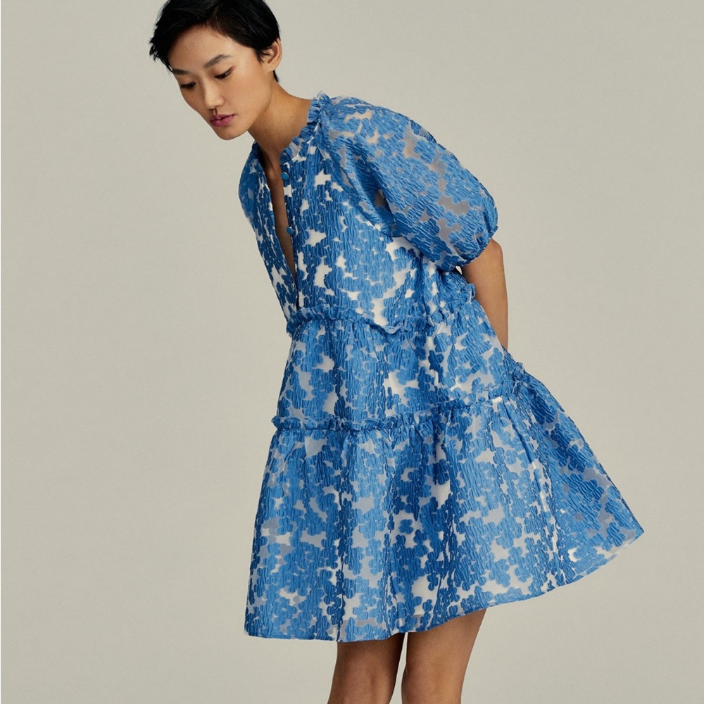 Anthropologie Jacquard Tiered Dress - NWT Size Large